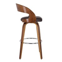 Benjara 26 Inch Swivel Faux Leather Counter Height Barstool With Open Back, Brown