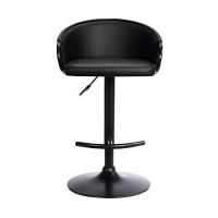 Benjara Adjustable Leatherette Swivel Barstool With Arched Round Seat, Black