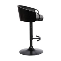 Benjara Adjustable Leatherette Swivel Barstool With Arched Round Seat, Black