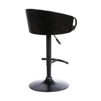 Benjara Adjustable Leatherette Swivel Barstool With Arched Round Seat, Black