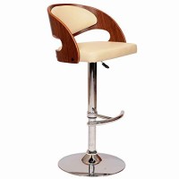 Benjara Wooden Open Back Barstool With Adjustable Pedestal Base, Cream And Brown
