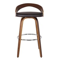 Benjara 30 Inch Faux Leather Swivel Counter Height Barstool With Open Back, Brown