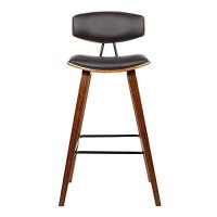 Benjara Wooden Frame Leatherette Barstool With Flared Legs, Brown