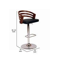 Benjara Open Wooden Back Faux Leather Barstool With Pedestal Base, Black And Brown