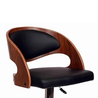 Benjara Wooden Open Back Barstool With Adjustable Pedestal Base, Black And Brown