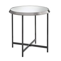 Target Marketing Systems Carly Round End Table Modern Contemporary Bedroom Nightstand With Metal Base Accent Decor For Living Room And Office 23 W Black Nickel
