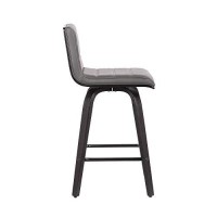 Benjara Leatherette Counter Height Bar Stool With Horizontal Stitching, Gray