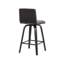 Benjara Leatherette Counter Height Bar Stool With Horizontal Stitching, Gray