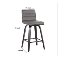 Benjara Leatherette Counter Height Bar Stool With Horizontal Stitching, Gray