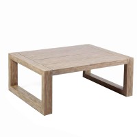 Benjara Wooden Outdoor Coffee Table With Plank Design Top Gray