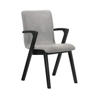 Benjara Mid Century Modern Fabric Upholstered Dining Chair, Set Of 2, Black, Gray
