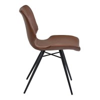 Benjara Leatherette Dining Chair With Tubular Metal Legs, Set Of 2, Brown And Black