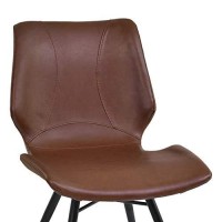 Benjara Leatherette Dining Chair With Tubular Metal Legs, Set Of 2, Brown And Black
