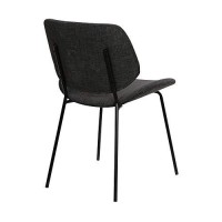 Benjara Metal Body Dining Chair With Curved Fabric Seat And Backrest, Set Of 2, Gray