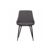 Benjara Fabric Upholstered Dining Chair With Metal Legs, Black And Gray