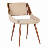 Benjara Fabric Mid Century Dining Chair With Split Padded Back, Brown