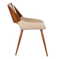 Benjara Fabric Mid Century Dining Chair With Split Padded Back, Brown