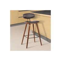 Benjara Wooden Frame Leatherette Counter Stool With Flared Legs, Brown