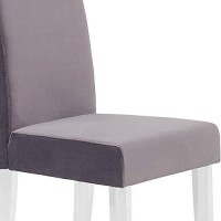 Benjara Curved Back Velvet Upholstered Modern Dining Chair, Set Of 2, Gray