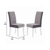 Benjara Curved Back Velvet Upholstered Modern Dining Chair, Set Of 2, Gray