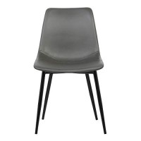 Benjara Leatherette Dining Chair With Bucket Seat And Metal Legs, Black And Gray