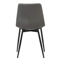 Benjara Leatherette Dining Chair With Bucket Seat And Metal Legs, Black And Gray