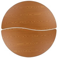 2 Piece Mobile 60 Circle Wave Flexible Oak Thermal Laminate Adjustable Activity Table Set