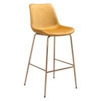 Zuo Modern - Tony Bar Chair Yellow & Gold - Modern - Seating - Steel, Foam, 100% Polyester - Indoor - 433In Height