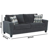 Benjara Fabric Upholstered Sofa With Straight Armrests And Tapered Legs, Gray