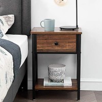 Vecelo Modern Versatile Nightstands X-Design Side End Table Night Stand Storage Shelf With Bin Drawer For Living Room Bedroom, Set Of 2 (Brown)