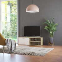 Vidaxl Tv Cabinet White And Sonoma Oak 47.2X13.4X14.6 Engineered Wood