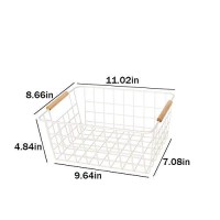 Aeggplant Kitchen Wire Baskets Farmhouse Decor Metal Food Storage Organizer,Household Refrigerator Bin With Built-In Handles For Cabinets, Pantry,Bathroom 4 Packs (White)
