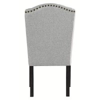 Benjara Button Tufted Fabric Upholstered Side Chair With Wooden Legs,Set Of 2, Gray