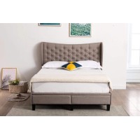 Home Life 0051 Drawer Storage Cloth Light Grey Tufted 51 Tall Headboard Platform Bed With Slats Queen-5 Year Warranty