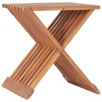 Vidaxl Folding Stool - Solid Teak Wood Durable Garden Furniture - Portable, Easy To Store, And Suitable For Outdoor Use, 15.7X12.6X17.7.