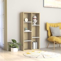 Vidaxl Book Cabinet White And Sonoma Oak 19.7X9.8X41.7 Engineered Wood