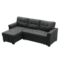 Lilola Home Woven Sleeper Sectional Sofa Chaise With Usb Charger And Tablet Pocket, Dark Gray