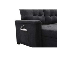 Lilola Home Woven Sleeper Sectional Sofa Chaise With Usb Charger And Tablet Pocket, Dark Gray