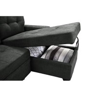 Lilola Home Woven Sleeper Sectional Sofa Chaise With Usb Charger And Tablet Pocket, Dark Gray