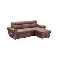 Lilola Home Reversible Sleeper Sectional Sofa Chaise With Usb Chargers And Pocket, Brown