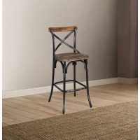 Homeroots 18 X 20 X 43 Black Wood Bar Chair (1Pc)