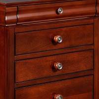Benjara 4 Drawer Wooden Nightstand With Bracket Legs And Metal Knobs, Brown
