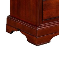 Benjara 4 Drawer Wooden Nightstand With Bracket Legs And Metal Knobs, Brown