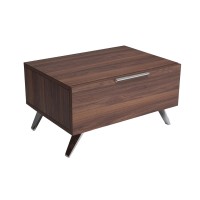 Benjara 1 Drawer Wooden Nightstand With Metal Handle And Angled Legs, Brown
