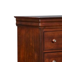 Benjara Wooden Lift Top Chest With 5 Drawers And Bracket, Brown