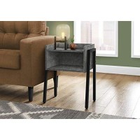 Monarch Specialties Rectangular End Accent Nightstand With Open Storage Shelf Metal Legs Side Table, 23 H, Grey Stone-Look