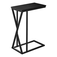 Monarch Specialties 3247 Accent Table, C-Shaped, End, Side, Snack, Living Room, Bedroom, Metal, Laminate, Black, Contemporary, Modern Table-25, 1025 L X 185 W X 2525 H