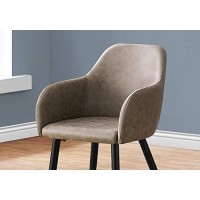 Monarch Specialties Set Of 2 Upholstered With Curved Armrest Dining Chairs, 33 H, Taupe| Black Legs