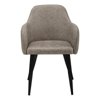 Monarch Specialties Set Of 2 Upholstered With Curved Armrest Dining Chairs, 33 H, Taupe| Black Legs