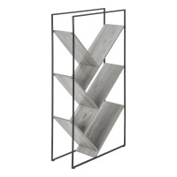 Monarch Specialties Bookshelf Etagere With 5 Tier Open Shelves V-Shaped Storage-Narrow Tall For Living Room Office Or Bedroom Bookcase 60 H Grey